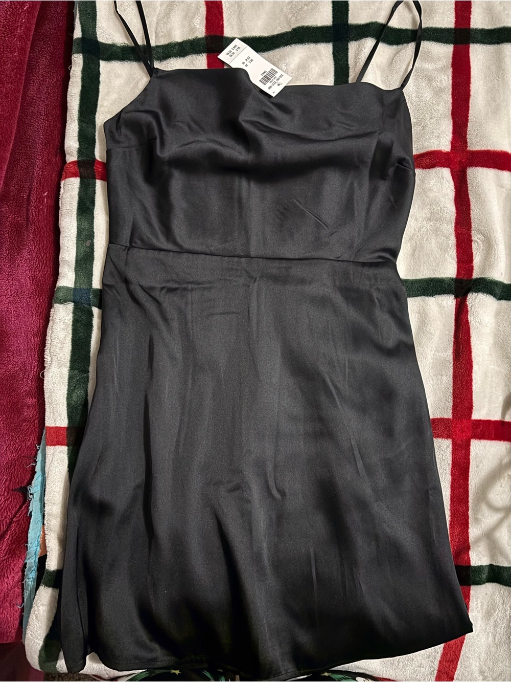 Hollister Black Satin Slip Dress with Spaghetti Straps